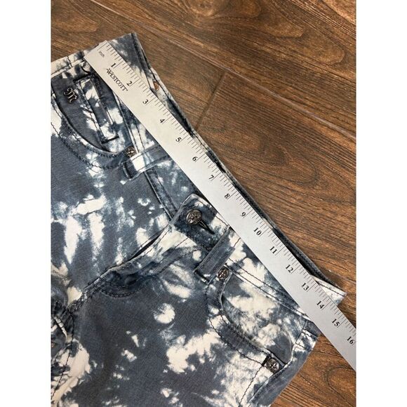 WOMENS MISS ME BLUE WHITE TIE DYE LOW RISE EMBELLISHED POCKETS SKINNY JEANS 27 - Picture 9 of 12